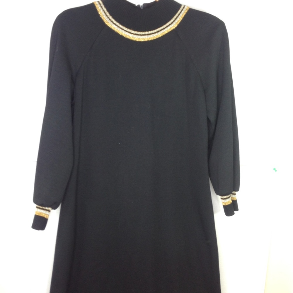 Vintage Black Gold Gown Wool Dalton